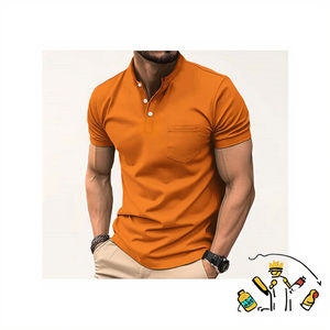 Logotipo personalizado de los hombres Casual sólido antiarrugas para Polo 100% poliéster Regular Fit manga corta bordado botón liso - Product Image 2