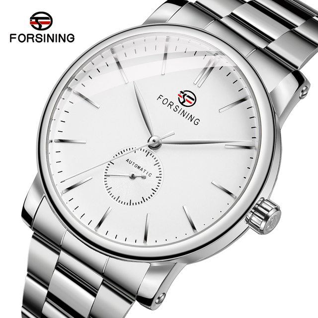 FORSINING FSG8214 Elegant Men Automatic Mechanical Movement Watches Metal Strap Fashion Casual Design Business Big Dial Clock