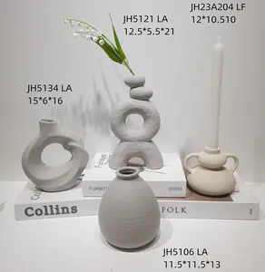 Vas keramik putih dekoratif Modern meja makan pernikahan vas bunga Boho rumput Pampas