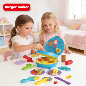 Ensemble de pâte à <span class=keywords><strong>modeler</strong></span> colorée Lucky Toys, créations de cuisine, gaufres, <span class=keywords><strong>pizza</strong></span>, hamburgers, jouet de chef factice, nourriture de jeu, outils de modelage - Product Image 4