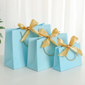 Boutique Shopping <b>Paper</b> Bag Multi Sizes Blank Carrier Bag Cosmetic Jewelry Present Packing Gift Bag with Decorative Bowknot - Product Image 3
