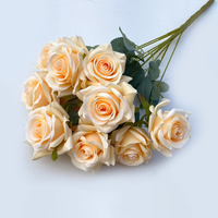 Künstlicher Rosenstrauß Seidenblumen Künstliche Rosen mit 9 Blüten für Hochzeit Party Heimdekoration