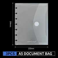 Carpeta de Archivos Transparente RINGNOTE Tamaño A5, Impresa con UV, con Botón a Presión, Bolsa de Plástico para Documentos, Sobres para Hojas Sueltas con Encuadernación de Discos