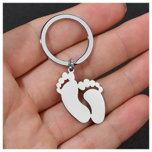 Aceon Yiwu personnalisé en acier inoxydable bébé pied porte-clés à la mode mignon forme gravé au Laser blanc cadeau bijoux - Product Image 2