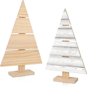 Albero di legno di natale ritagli artigianali a forma di albero incompiuto in legno rustico casa albero decorazione Desktop - Product Image 5