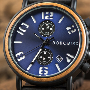 Montre chronographe de luxe pour le sport et la mode, affichage de la date, cadran en verre, résistante à l'eau, montre en bois, <span class=keywords><strong>chronomètre</strong></span> - Product Image 5