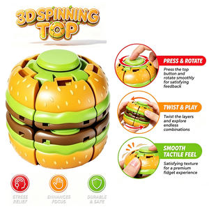 Jouets anti-stress en forme de burger à presser et à tourner, en plastique, 24 pièces en boîte de présentation, écologiques, gyroscopiques, portables, pour le bureau, les voyages, cadeau - Product Image 2
