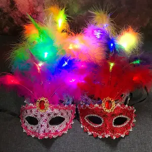 LED dengan warna terang setengah wajah Makeup bola Masker Mata murah pesta karnaval Halloween rumah Masker bunga Cosplay kinerja