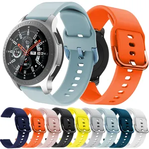 Hot sells 20mm 22mm Soft Rubber Silicone Watch Band Strap for Samsung Galaxy Watch Active / Active 2 with Colored Buckle