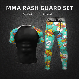 Ensemble de rashguard de compression pour hommes MMA, séchage rapide, UPF 50+, respirant, vêtements de combat pour Jiu Jitsu, Muay Thai, Kickboxing avec logo personnalisé - Product Image 2