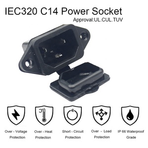 3 connettori di alimentazione con adattatore per montaggio a <span class=keywords><strong>pannello</strong></span> AC 250V 10A IEC 320 C14 con copertura a molla - Product Image 4