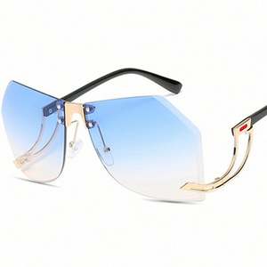 Gafas de Sol Personalizadas con Logotipo, Última Moda Retro, Montura de Aleación para Hombre y Mujer, Sin Montura, Irregulares, UV400, Gafas de Sol Extra Grandes para Mujer - Product Image 6