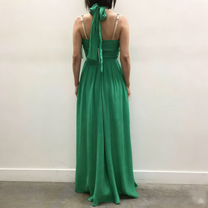 Vestido elegante de verano de alta calidad con cuello halter, nuevo, delgado, que estiliza la figura, falda larga. - Product Image 6