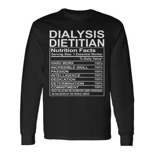T-shirt à manches longues pour diététicien en dialyse, design avec informations nutritionnelles, cadeau essentiel pour reconnaître les travailleurs - Product Image 1