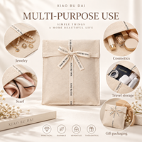 Pochette en toile personnalisable avec logo OEM/ODM, directement de l'usine, en coton biologique premium, recyclable et réutilisable, avec ruban croisé, pour carnets et cosmétiques