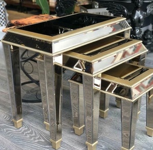 אירופאי מזרח התיכון סגנון נירוסטה זכוכית שיקוף ריהוט קן של <span class=keywords><strong>3</strong></span> שולחנות - Product Image 4