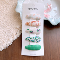 Aksesoris Rambut Kain Murah 5pcs/set Warna Campur Jepit Rambut Logam Bentuk Tetesan Air Grosir Jepit Rambut Motif Bunga Kecil