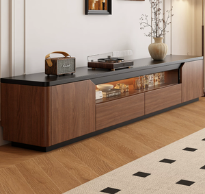 Holz Moderner Minimalistischer Multifunktionaler <span class=keywords><strong>TV</strong></span>-Ständer und Couchtisch-Kombination mit Stauraum Einfache Montage für Wohnzimmer - Product Image 6
