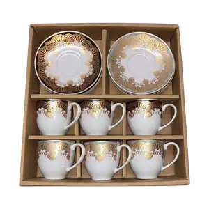 European Style Coffee Set Ceramic Plated Six Cups Six Saucers Set Creative Dinnerware Ceramic Cup Gift Box Sets