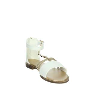Sandali Patrizia Pepe da ragazza, bianchi e oro, con cinturino alla caviglia, scarpe estive piatte. - Product Image 5