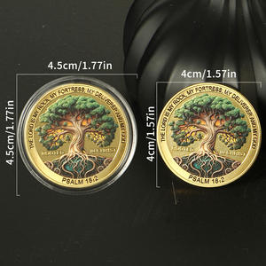 Moneta Commemorativa 3D Placcata Oro con Albero della Vita, Moneta Portafortuna per il Commercio Estero, Moneta Sfida in Metallo - Product Image 2