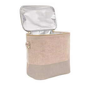 Bolsa Térmica Ecológica Personalizada para Almuerzo, Bolsa de Hombro de Lino y Cemento para Alimentos, Botellas Aisladas Personalizadas, Bolsa Refrigerante Impermeable - Product Image 3