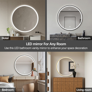 Marco de aluminio Circular LED <span class=keywords><strong>Espejo</strong></span> de <span class=keywords><strong>baño</strong></span> Maquillaje Luz LED <span class=keywords><strong>Espejo</strong></span> de pared <span class=keywords><strong>redondo</strong></span> iluminado con acabado arenado - Product Image 5