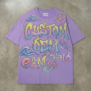 260 GSM 100% Cotton Acid Washed <b>Rivet</b> Digital Printing Boxy Cut Crop Dropped Shoulders Vintage Oem Custom Oversize T-shirt - Product Image 1