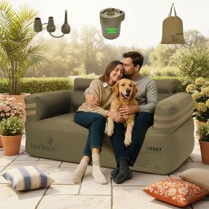 Automatic <b>Inflatable</b> Double <b>Sofa</b> Portable Air Couch Modern PVC Fabric Customized Color for Outdoor Camping Living Room Park - Product Image 1