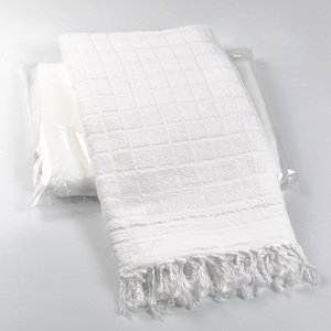Bán Buôn 1200G 1300G Cotton <span class=keywords><strong>Ihram</strong></span> Haji Khăn Set Người Lớn Trắng Hồi Giáo Hành Hương Jacquard Hình Chữ Nhật Hình Dạng Haji Khăn - Product Image 4