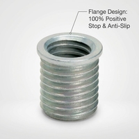Insert fileté à bride Timesert M12xL24mm en acier au carbone zingué, bague pleine, norme DIN, grade de résistance 4.8, filetage droit
