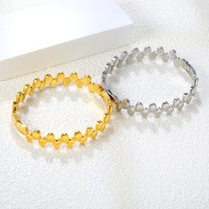 Pulsera de Cadena Geométrica Hueca para Mujer, Acero Inoxidable de 18k, Joyería de Moda, Diseño Ovalado - Product Image 2