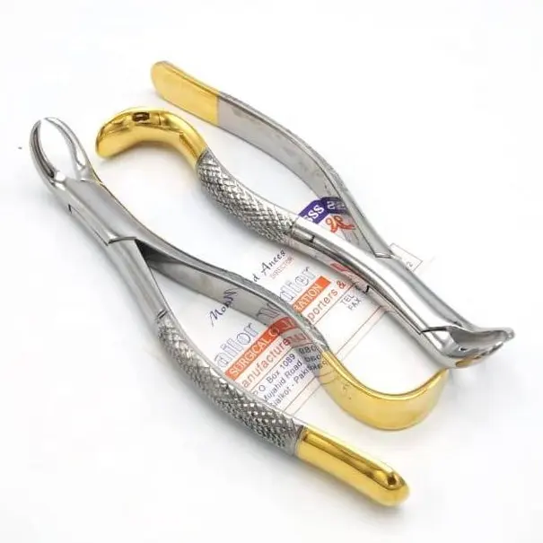 Dental Extracting Forceps Cow horn Beak English Pattern With Gold Handle