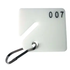 Wholesale Square Slotted Key Tag Numbered 1 to 30 or Plastic Key Tags 1 to 100 White with or without Metal Clip Key Management