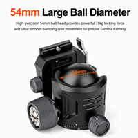 Tête de trépied à profil bas de 54 mm, capacité de charge de 35 kg, tête de trépied robuste avec plaque de dégagement rapide de type Arca pour appareil photo reflex numérique sans miroir
