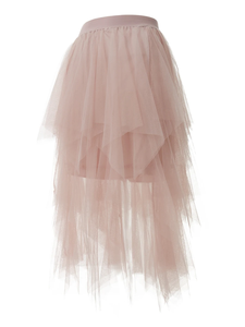 Jupe tutu en tulle pour femmes, ourlet irrégulier, couleur unie, multicouche élastique, jupe princesse en maille pour la plage, la fête et le streetwear. - Product Image 6