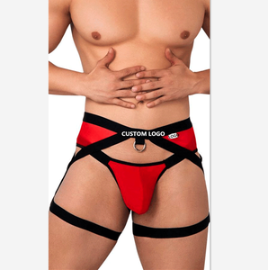 PATON FACTORY CUSTOM Sexy giarrettiera <span class=keywords><strong>Jockstrap</strong></span> nero/rosso Jock-strap Jock biancheria intima giarrettiera cinture per uomo - Product Image 4