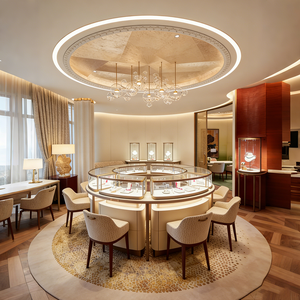 Vetrina in vetro lussuoso con cornice dorata, illuminazione LED, arco personalizzabile e resistente - Product Image 2