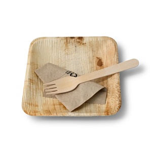 Assiettes carrées en feuilles de palmier biodégradables, écologiques et sans danger pour les aliments, empilables et faciles à manipuler, 15 x 15 cm - Product Image 2