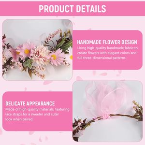 Serre-tête <span class=keywords><strong>Couronne</strong></span> de <span class=keywords><strong>fleurs</strong></span> artificielles Nouveau style Rétro Bohème, style européen et américain, pour mariée, tourisme et villégiature, Ramadan - Product Image 4