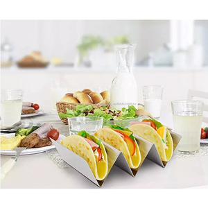 Comida mexicana vajilla de acero inoxidable 3 <span class=keywords><strong>Taco</strong></span> de cáscara titular rápido Catering - Product Image 6