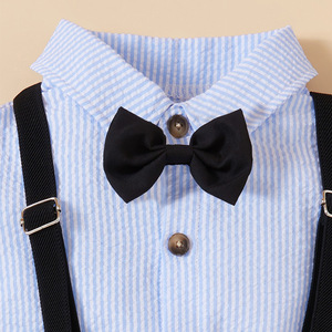 Ensemble élégant 2 pièces pour tout-petits garçons : chemise boutonnée et <span class=keywords><strong>short</strong></span> à bretelles pour anniversaires, banquets et occasions spéciales - Product Image 4