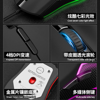 Souris de jeu optique filaire RAIKU G701, 1200 DPI, souris d'ordinateur USB avec lumière LED 7 couleurs pour PC portable gamer