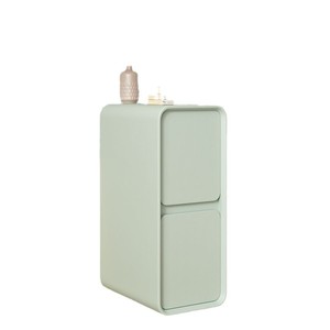 Mesita de Noche Moderna Minimalista de 20 cm, Gabinete Estrecho con Superficie de Cuero, Mesa Auxiliar de Almacenamiento para Dormitorio - Product Image 5
