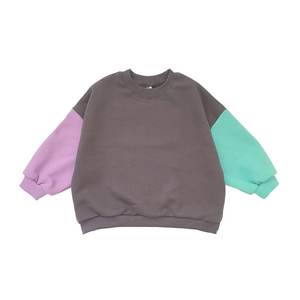 Sweat-shirt simple et tendance pour bébé, à manches longues, avec blocs de couleur, col rond, pull pour tout-petit - Product Image 6