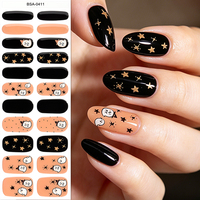 Vente en gros de bandes adhésives pour ongles en gel DIY, motif toile d'araignée gothique noir et blanc, scintillantes, sans UV, sans produits toxiques, sans danger pour la peau, pour Halloween effrayant