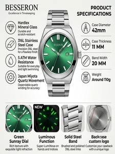 Reloj de marca privada de acero inoxidable para hombre, relojes masculinos OEM con logotipo personalizado, reloj de pulsera de cuarzo japonés de lujo a prueba de agua para hombre, venta al por mayor. - Product Image 6
