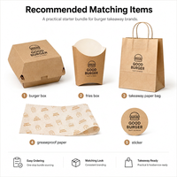 Boîte à emporter pour repas rapides biodégradable personnalisée, combo burger et poulet frit