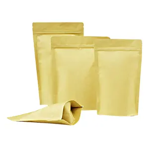 100% Biodegradable Compostable PLA Coated Brown Kraft Paper Stand-Up Ziplock Pouch for Food Shopping for Shoes Clothing Craft