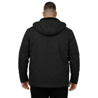 Veste matelassée à capuche noire pour homme, coupe-vent, hiver, décontractée, fermeture éclair, rembourrage en polyester, doublure en polaire, coupe régulière